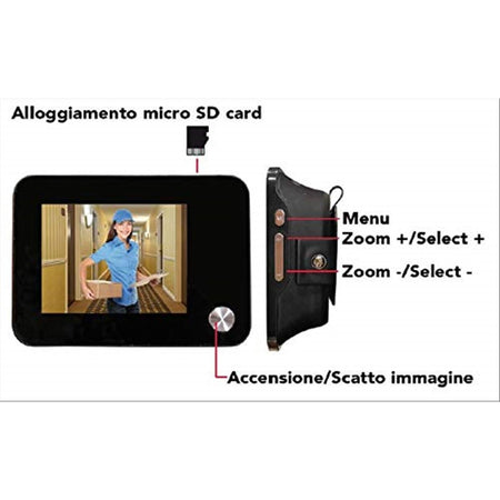 Spioncino porta digitale elettronico registra video e foto telecamera 120° zoom bravo