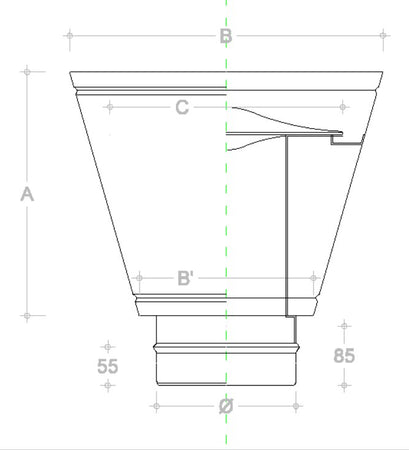 Fumaiolo da 300mm terminale veneto inox base tonda M maschio