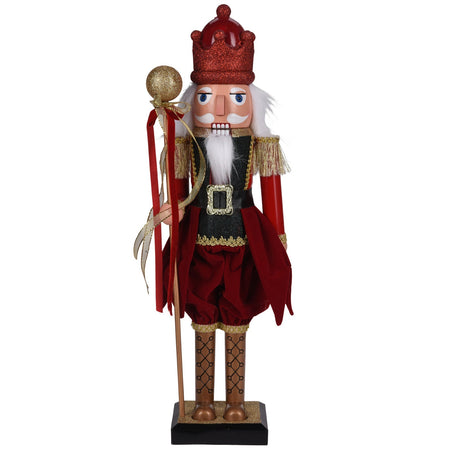 Soldatino schiaccianoci natalizio con bocca in movimento e vestito in velluto h 60 cm