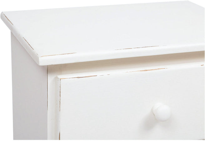 Biscottini Comodino Biscottini Country legno tiglio bianco anticato 50x35x70 Made Italy