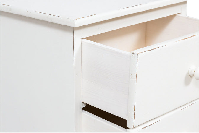 Biscottini Comodino Biscottini Country legno tiglio bianco anticato 50x35x70 Made Italy