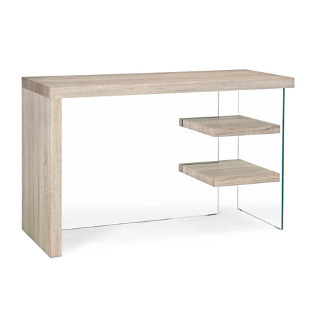 Scrivania moderna "Bilbao" da ufficio e cameretta in legno con piedi in vetro temperato 120 cm