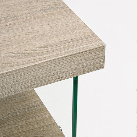 Scrivania moderna "Bilbao" da ufficio e cameretta in legno con piedi in vetro temperato 120 cm