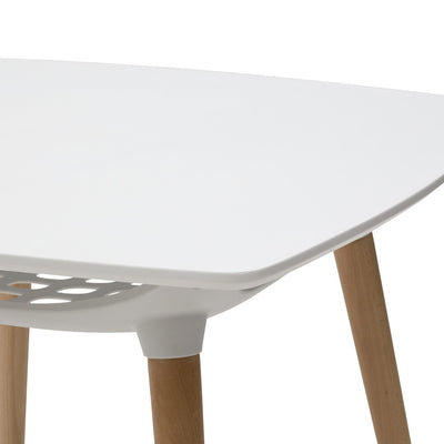 MOBILI 2G - Tavolino quadrato moderno bianco e legno 80X80X73