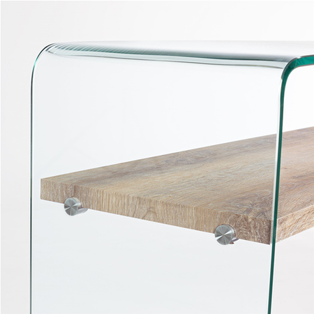 Scrivania moderna "Kenya" da ufficio e cameretta in legno con piedi in vetro temperato 110 cm