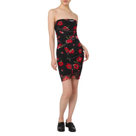 MOSCHINO JEANS vestiti casual donna moschino jeans - abito tulle stampa fiori - nero da donna