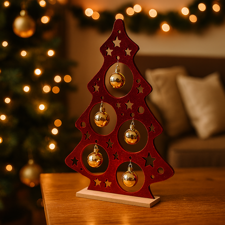 Albero decorativo di natale in legno per decorazioni natalizie h 45 cm