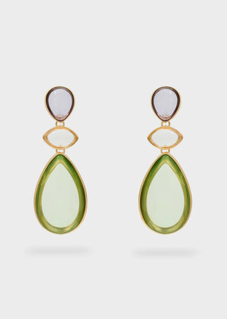 Orecchini pendenti jean verde e oro