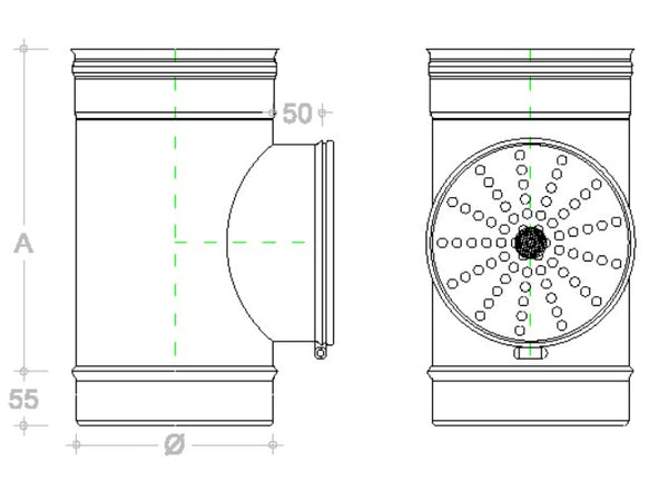 Modulo di compensazione da 220mm MF a T in acciaio inox AISI 304