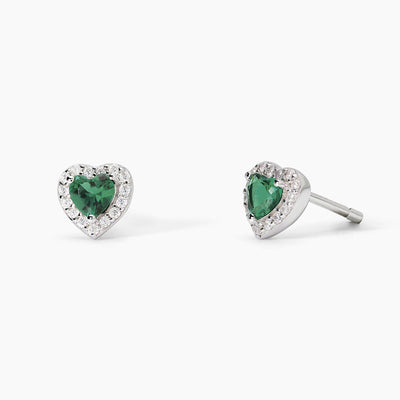 Mabina - Orecchini in argento con smeraldi sintetici taglio cuore LOVE AFFAIR