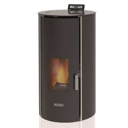 Termo Stufa a pellet 20 kw Hydro "Sfera Glass" per ambienti moderni h 122 cm