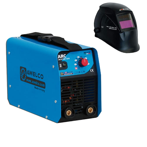 Saldatrice saldatrici arc 180 awelco inverter elettrodi 4 mm con elmetto maschera lcd 7 kva