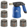 Lampada saldatore tornado + 5 bombolette gas accensione piezo caramellizatore fiamma ossidrica