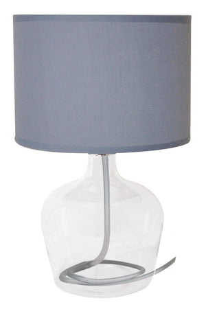 Lume paralume Tessuto Grigio fusto Vetro Trasparente Lampada da Tavolo E27