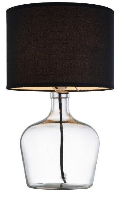 Lampada da Tavolo Nera paralume Tessuto fusto Vetro Trasparente