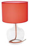 Abat jour paralume Tessuto Rosso base Vetro Trasparente Interno Moderno E27