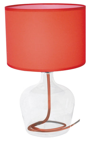 Abat jour paralume Tessuto Rosso base Vetro Trasparente Interno Moderno E27