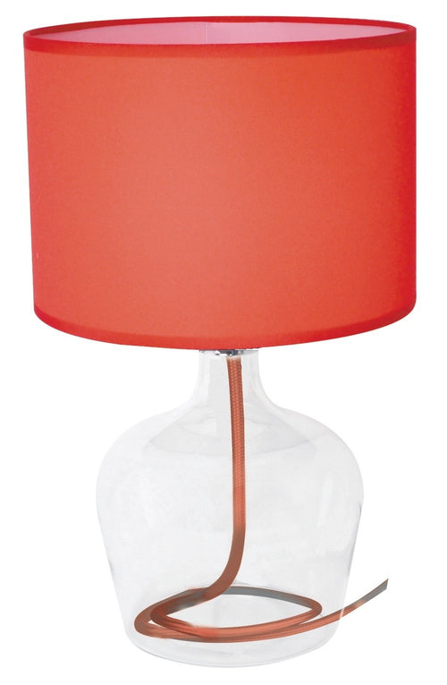 Abat jour paralume Tessuto Rosso base Vetro Trasparente Interno Moderno E27