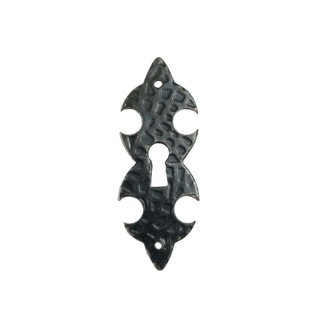 Bocchetta per mobili da 79x29mm buco chiave stile ferro battuto verniciata fumè