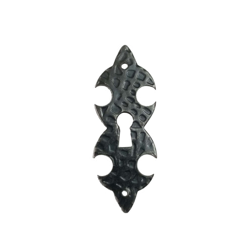 Bocchetta per mobili da 79x29mm buco chiave stile ferro battuto verniciata fumè