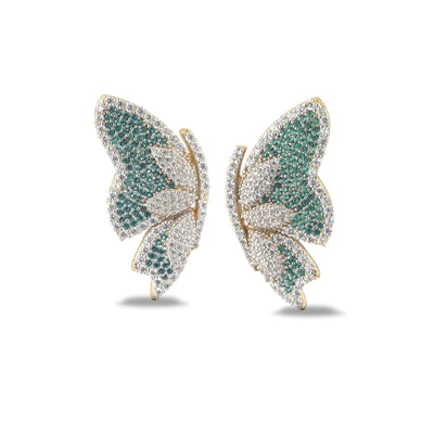 Sogni Gioielli - Orecchini farfalla oro giallo zirconi paraiba e bianchi
