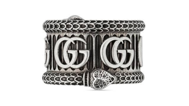Gucci Anello in argento con Doppia GG