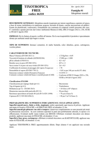 Tixotropica Free Idropittura murale Traspirante ad Alta Copertura per Interni