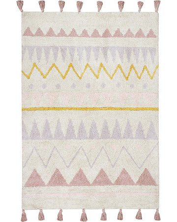 Tappeto Lavabile Azteca, Panna/Rosa Vintage, 100% Cotone (140x200 cm) Lorena Canals