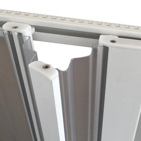 Box sopra vasca angolare "Flex" con fascia larga apertura centrale a soffietto riducibile "Made in Italy"