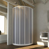 Box doccia circolare Flex con fascia larga apertura centrale a soffietto riducibile Made in Italy