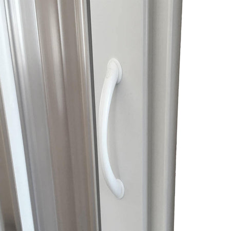 Box doccia angolare "Flex" con fascia larga apertura laterale a soffietto riducibile "Made in Italy"