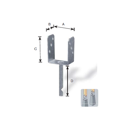 MASIDEF - SUPPORTO U PER PALI 91X50X150mm