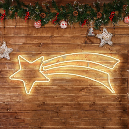 Stella cadente luminosa a neon bifacciale per esterno decorazione natalizia addobbo con LED luce calda