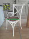 MOBILI 2G - SET 2 Sedie Cross Bistrot Shabby Vintage Bianco Olmo Seduta Rivestita Rattan Naturale Modello (6086)