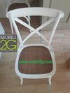 MOBILI 2G - SET 2 Sedie Cross Bistrot Shabby Vintage Bianco Olmo Seduta Rivestita Rattan Naturale Modello (6086)