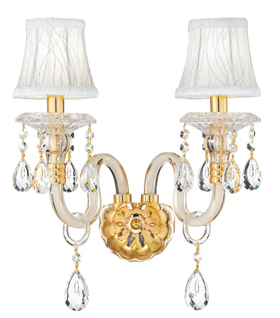 Applique paralumi Tessuto Decorato Gocce Cristalli K9 finiture Oro Classica E14