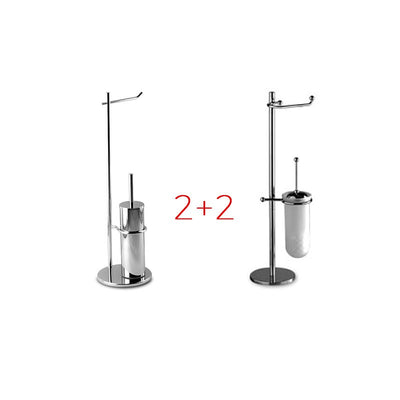 Mambo + Curva - Confezione mista 4 pz 2 + 2 - piantane water da bagno in ottone cromato, base rotonda cm 14