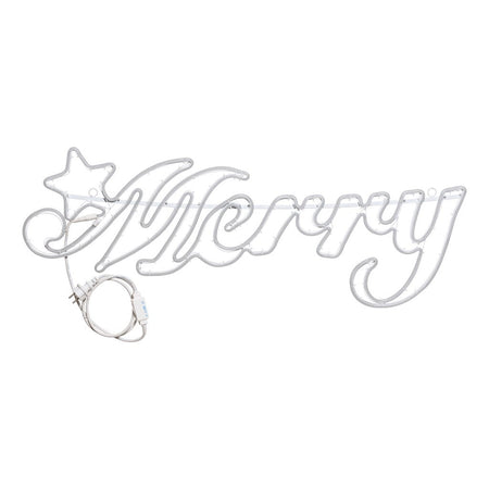 Scritta "Merry" a neon bifacciale a 840 led bianco caldo per uso esterno