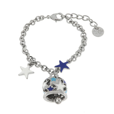 BySimon - Bracciale in Metallo campanella con stelle blu e bianche