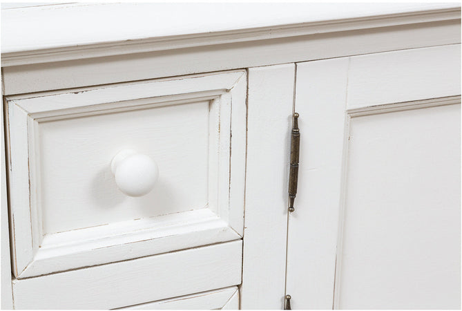 Biscottini Mobile TV Biscottini Country legno tiglio bianco anticato 150x51x56 Artigianale