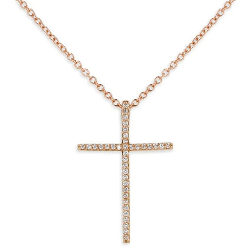 Namuri - Collana con Croce Oro Rosa 18K E Diamanti