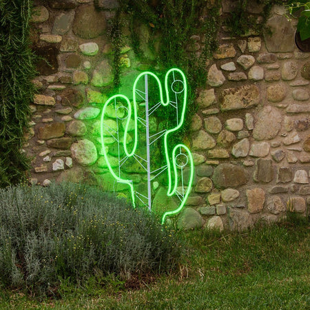 Figura luminosa cactus a led effetto neon con tubo bifacciale da giardino