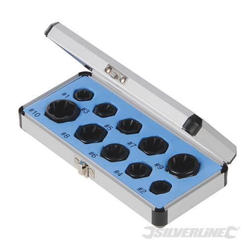 Set estrattori bulloni viti 10 pz misure da 9 a 19 mm in acciaio Prezzo Silverline - Eternal Brico