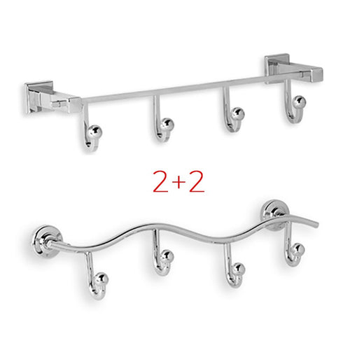 Bonnie / Clyde - confezione 4 pz mista 2pz + 2 pz -  Appendi abiti 4 ganci da bagno in ottone cromato