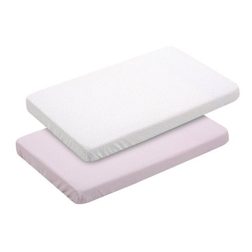 2 Lenzuolo Regolabile - Culla 50X82X10 Cm Vichy10 Rosa