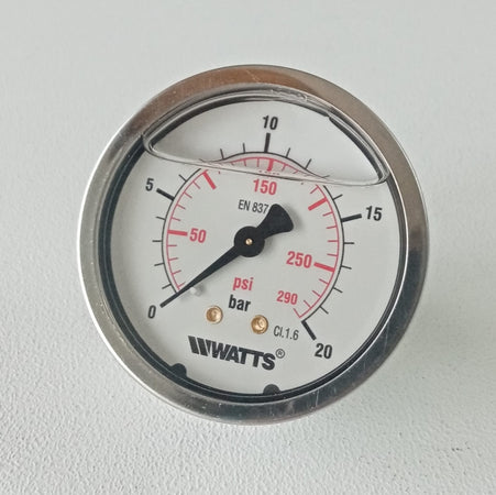 Manometro 0-20 bar a bagno di glicerina attacco posteriore