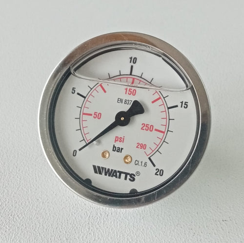 Manometro 0-20 bar a bagno di glicerina attacco posteriore