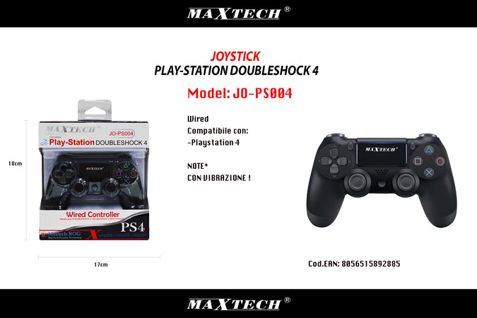 Controller Wired Compatibile Ps4 Nero Playstation 4 Joystick Double Shock Filo