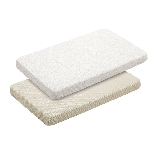 2 Lenzuolo Regolabile - Culla 50X82X10 Cm Vichy10 Beige