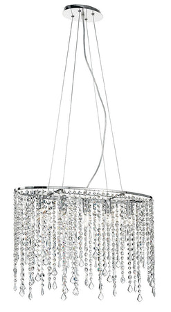 Lampadario Sospensione Ovale Pendenti Cristalli K9 Classico E14